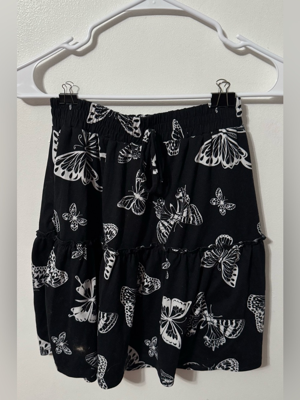 Xhilaration Black & White Butterfly Tiered Skirt